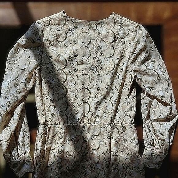 Vtg 70s tailor-made brocade formal V-neck faux wrap gown - Picture 5 of 14